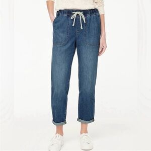 NWT J. Crew Denim Drawstring Pants Size Women’s 27 Color Blue